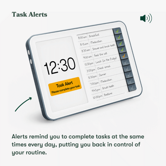 Dementia Clock - Ideal Clocks for Alzheimer's & Memory Loss. Day Connect by Relish with task alerts.