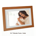 Digital Photo Frame. Frameo digital photo frame. 10.1 inch Wooden Frame in Cedar finish.
