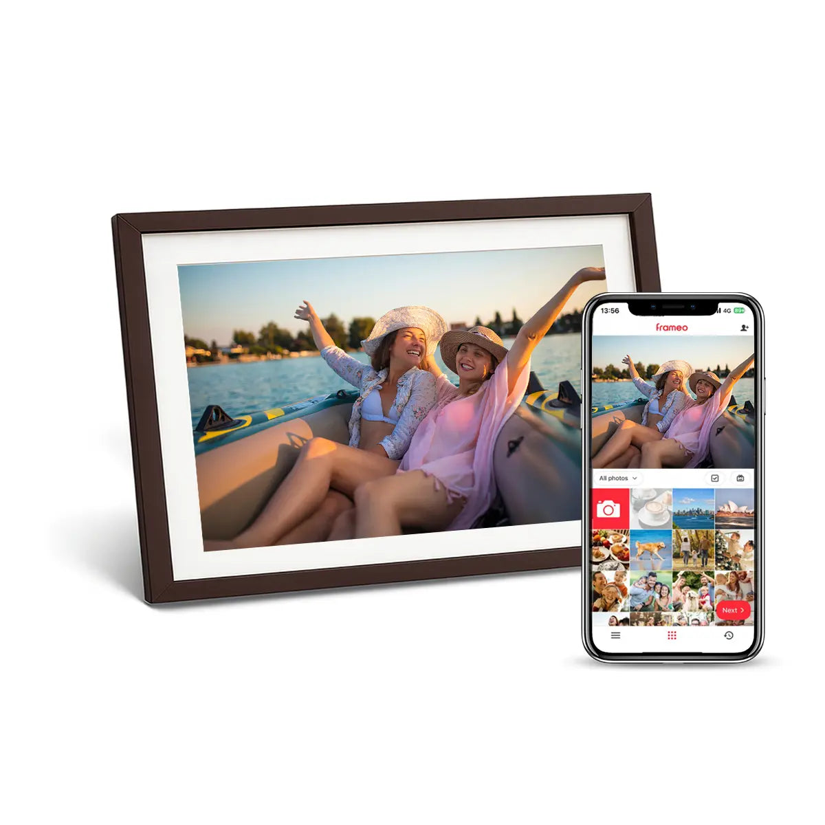 Lifeframe Frameo digital photo frame, 10.1-inch, Metro Mocha, Australia.