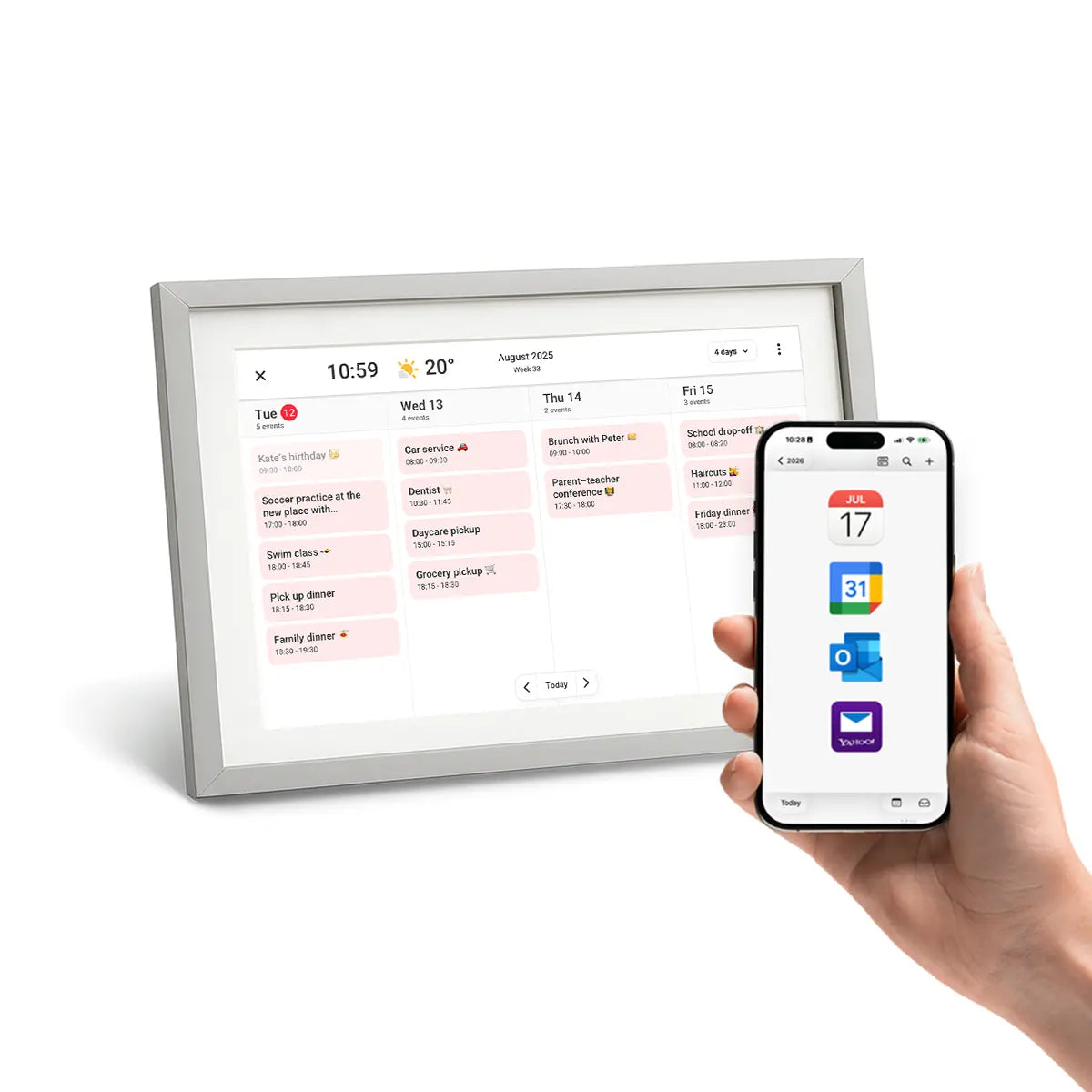 Lifeframe Frameo digital photo calendar, 10.1-inch, Silver, Australia.