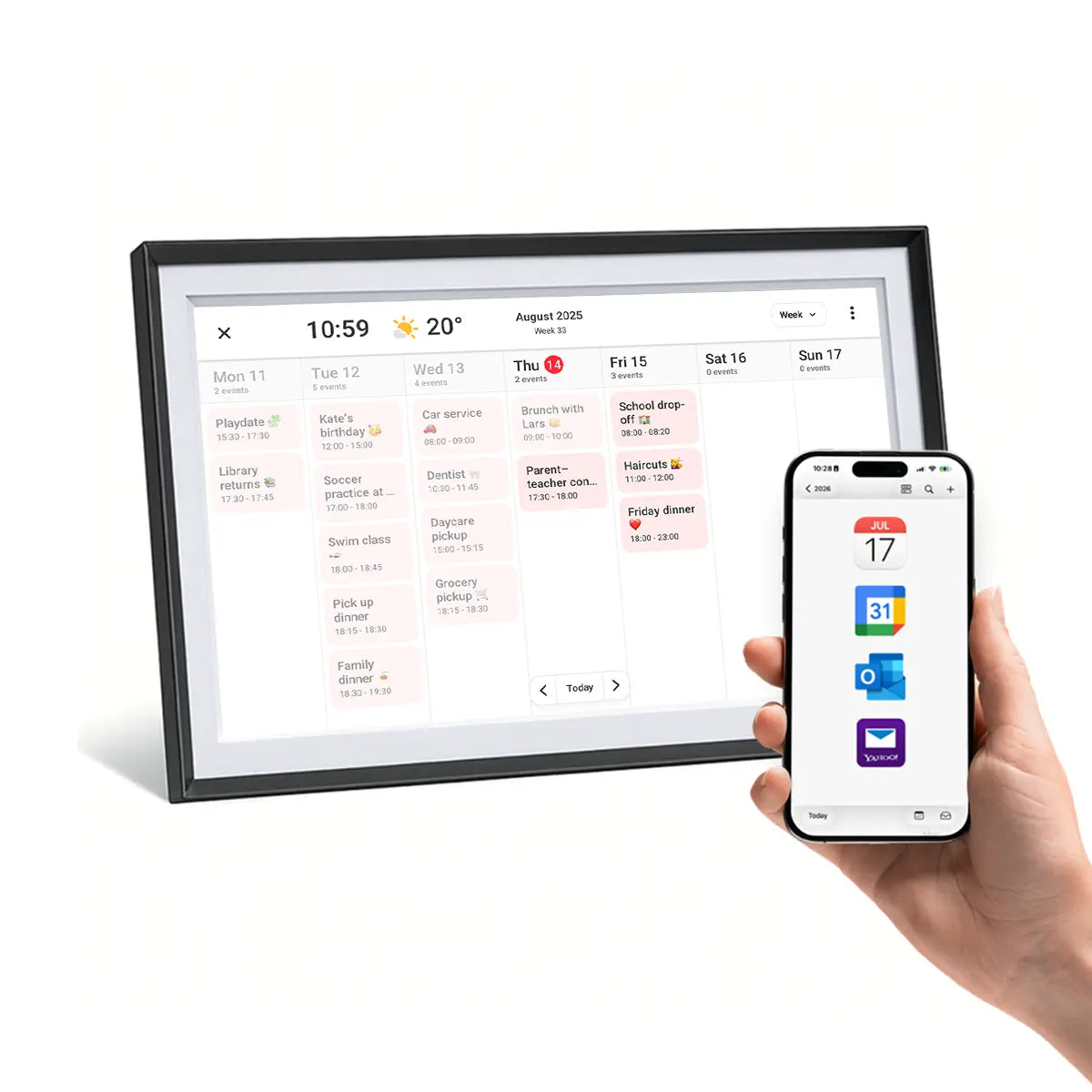 Lifeframe Frameo digital photo calendar, 15.6-inch, Charcoal, Australia.