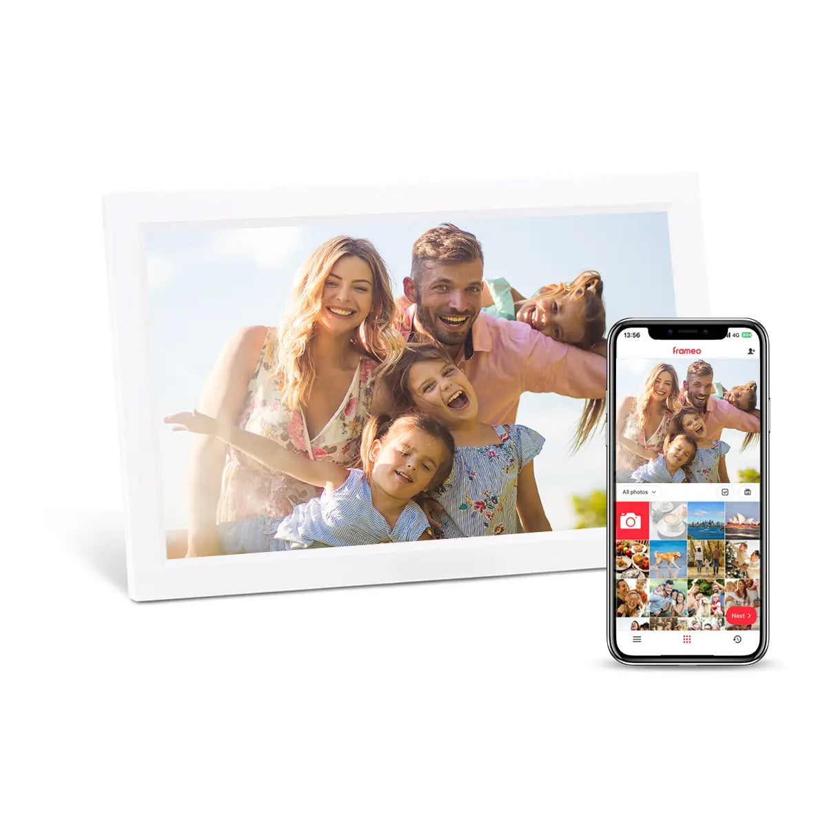 Lifeframe Frameo digital photo frame, 15.6-inch, Classic White, Australia.