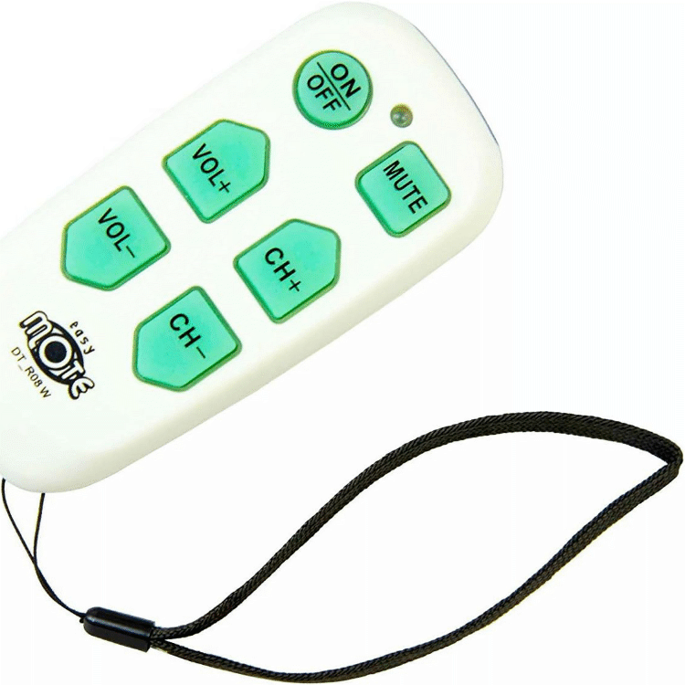 Big Button TV Remote - Easy-to-use remote control with large backlit buttons for seniors. Simplify TV viewing experience. Available now in Australia in White with lanyard.