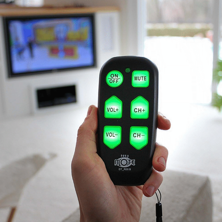 Big Button TV Remote - Easy-to-use remote control with large backlit buttons for seniors. Simplify TV viewing experience. Available now in Australia in black.