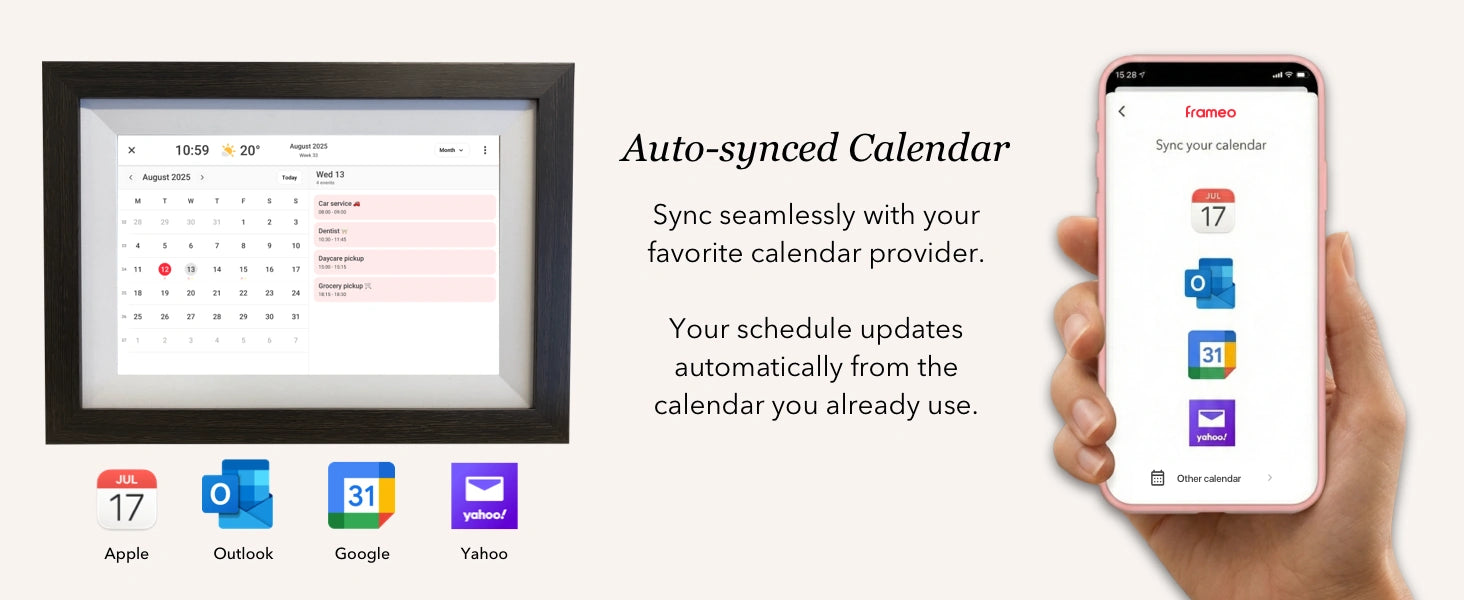 Auto-synced calendar