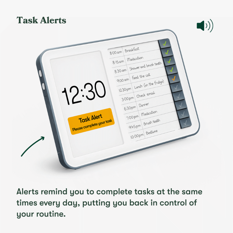 Dementia Clock - Ideal Clocks for Alzheimer's & Memory Loss. Day Connect by Relish with task alerts.
