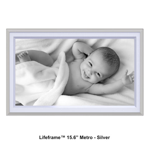 Digital Photo Frame. Frameo digital photo frame. 15.6 inch Metro in Silver finish.