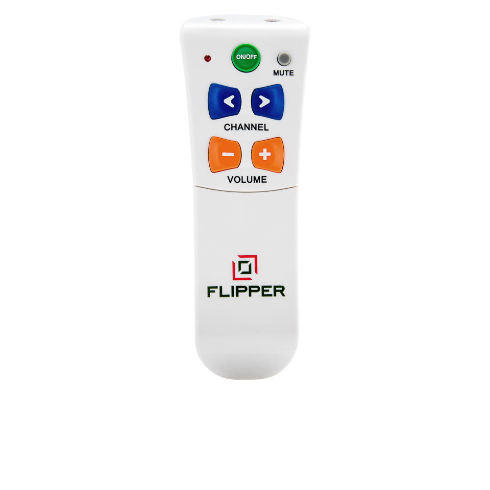 Flipper front view. Big button Simple TV remote for seniors, elderly or people who are vision impaired.