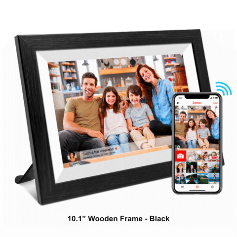 Digital Photo Frame. Frameo digital photo frame. 10.1 inch Wooden Frame in Black finish.